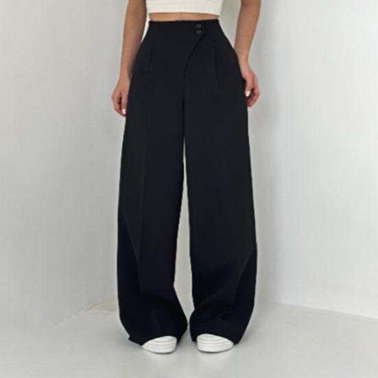 Women Suit Pants High Waist Straight-Leg Wide-Leg OL Commuter Style Casual Trousers