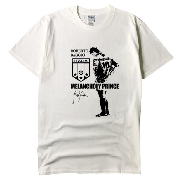 Roberto Baggio Italy National Team T-Shirt Men's Cotton Short Sleeve Crew Neck Soccer Legend T-Shirt