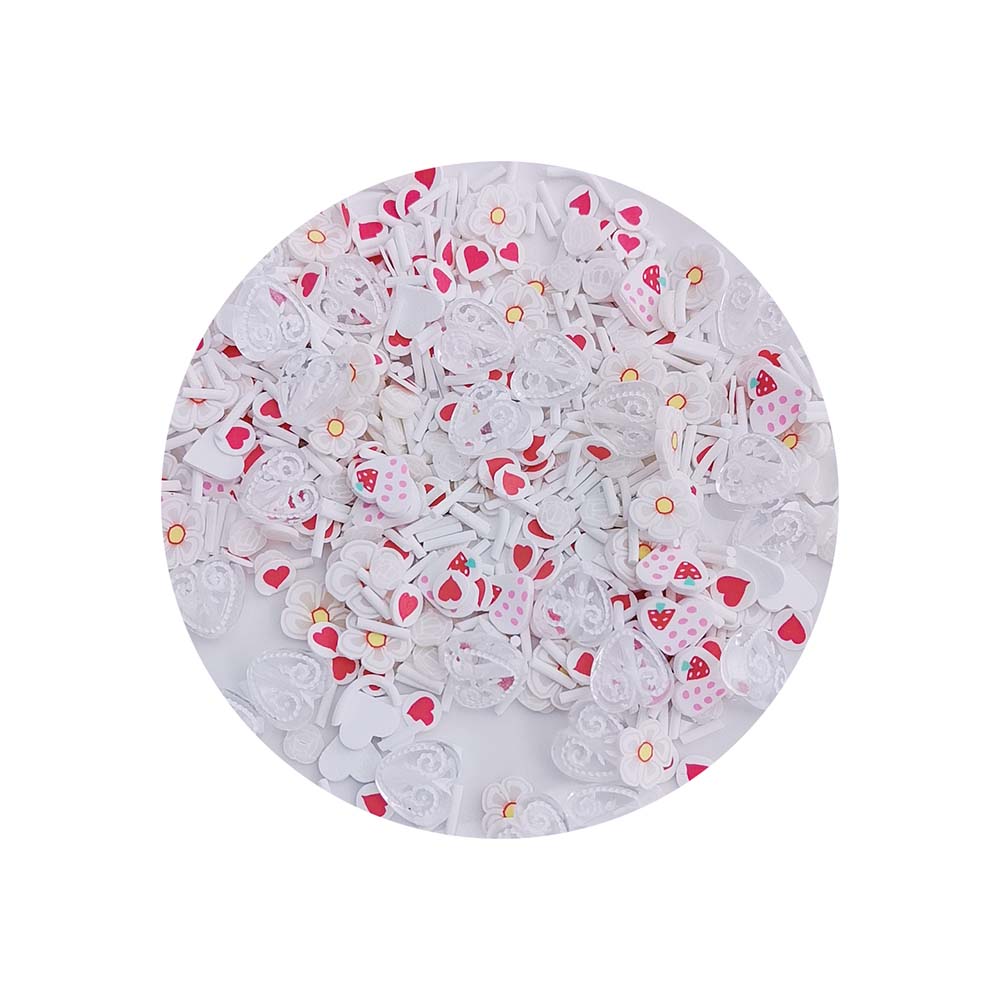 1kg White Heart Mixed Flowers Scrapbooking DIY Soft Clay Pieces Fun for Kids and Adult Crafting 1000g/bag