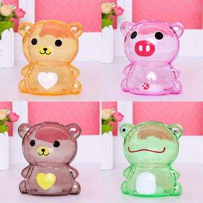 Creative Cute Cartoon Transparent Plastic Bear Deposit Box Piggy Bank Birthday Gifts Children's Savings Jar