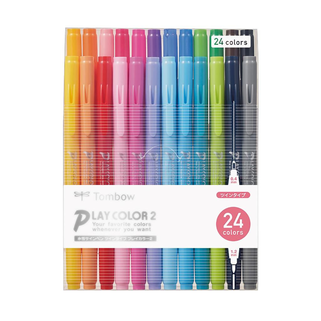 Tombow Pencil Sign Pen 24 Colors Thin Twin Color Pen Play Color 2 Water-based (Thick & Type) GCB-012