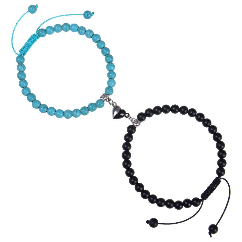 

JYL TS Bracelet 26-Letter Evil Eye Adjustable Beaded Personalizes Protection & Luck Turquoise Frosted темно-коричневого кольору