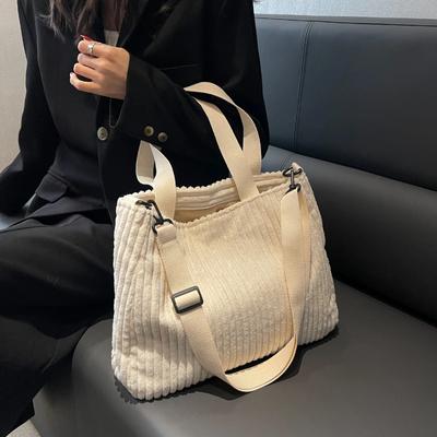 Kadife Geniş Kapasiteli Omuz Çantası Yeni Sonbahar Kore Versiyonu Günlük Tote Çanta Düz Küçük Kalabalık Dokusu Çapraz Askılı Çanta