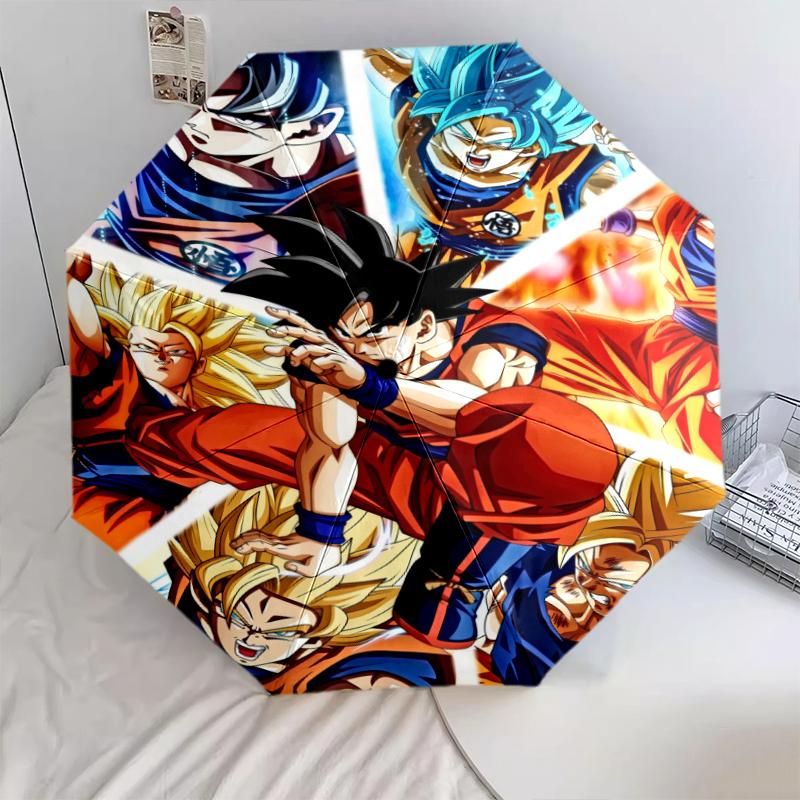 Goku Dragon Ball Pattern, Automatic Folding Umbrella, Portable and Foldable Design, 8 Ribs, a Christmas or Birthday Gift.