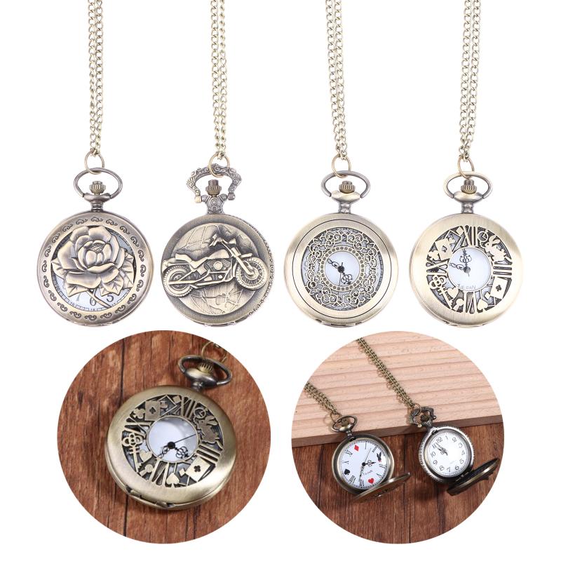 Retro Hollow Round Quartz Pocket Watch Necklace Antique Pendant Stylish Accessories Creative Gift for Collectors Cosplay Events