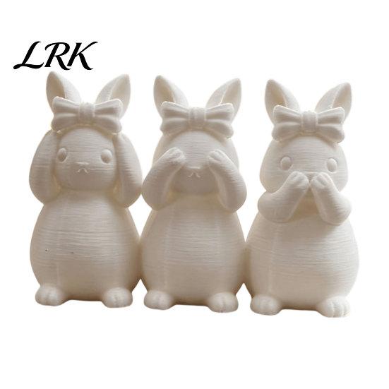 Study Room Decor Easter Ornament, One-piece Molded Bunny Figure, 3D Printed Rabbit White Figurine Design Decorative for Living Bedroom Holiday