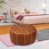 Decorative Pouf Foot Stool Round Unstuffed Leather Ottoman Cushion Storage seat or for Resting Your Feet on, Floor Chair Foot Living Room Bedroom
