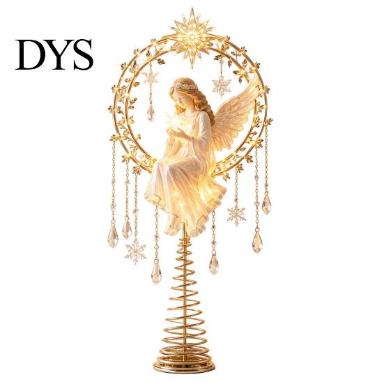 Dekoratives Mittelstück für Baum, beleuchteter Gedenk-Weihnachtsstern, Engel, Rotkehlchen, Rentier-Designs, Baumspitze Ornament Topper mit warmem Leuchten,