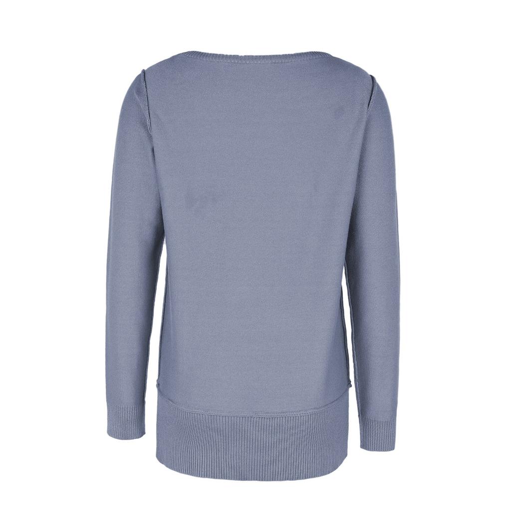 Women's Casual Fashion 2022 Long Sleeved Knitting Solid Color Sweater Top