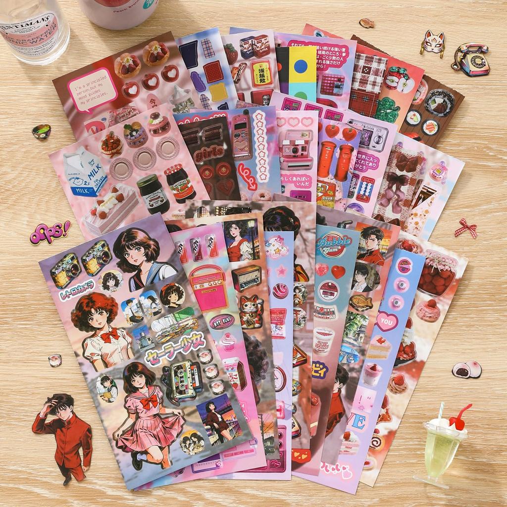 Collage Stickers Assortment for Korean Large Capacity Showa Era - Retro, Stylish, Cute, Girls, Scrapbook, Style, Book, Vintage, Stickers,