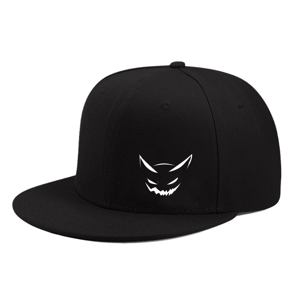 Cute expression printed flat brim baseball cap for men and women, outdoor sports event casual cap, hip-hop street