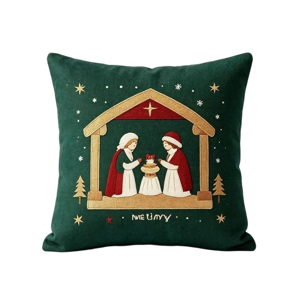 2D Flat Christmas Pillow Cover Christmas Tree Xmas Tree Pillowslip Throw Cushion Case Winter Decor