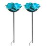 2Pcs Flower Stake Bird Garden Stake Outdoor Bath Metal Flower Bird Bath Pollinator
