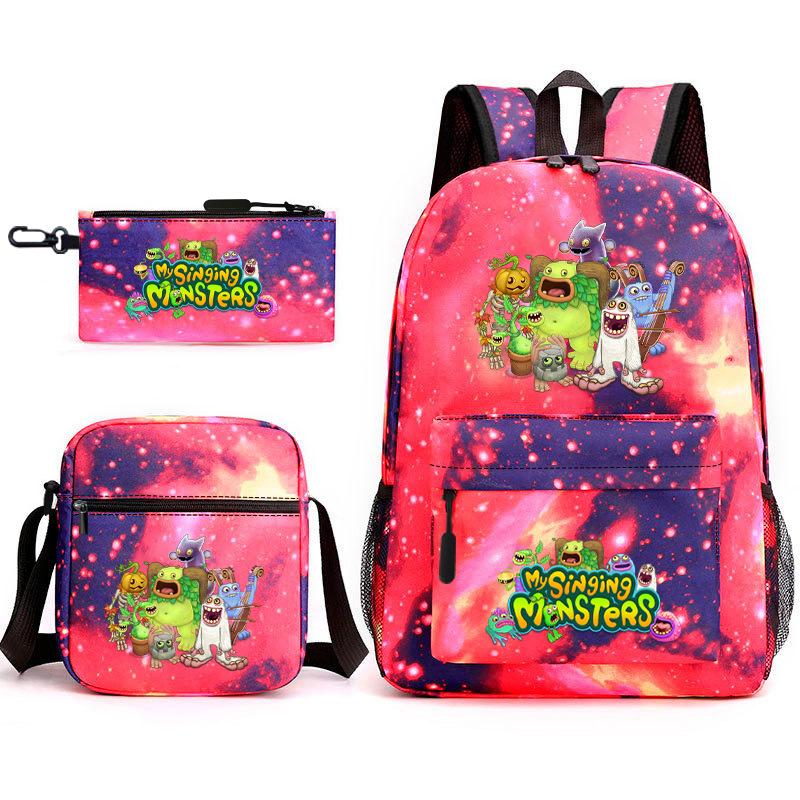 2024 New Monster Concert Starry Sky Backpack My Singing Monsters Elementary School Bag Three-piece Set