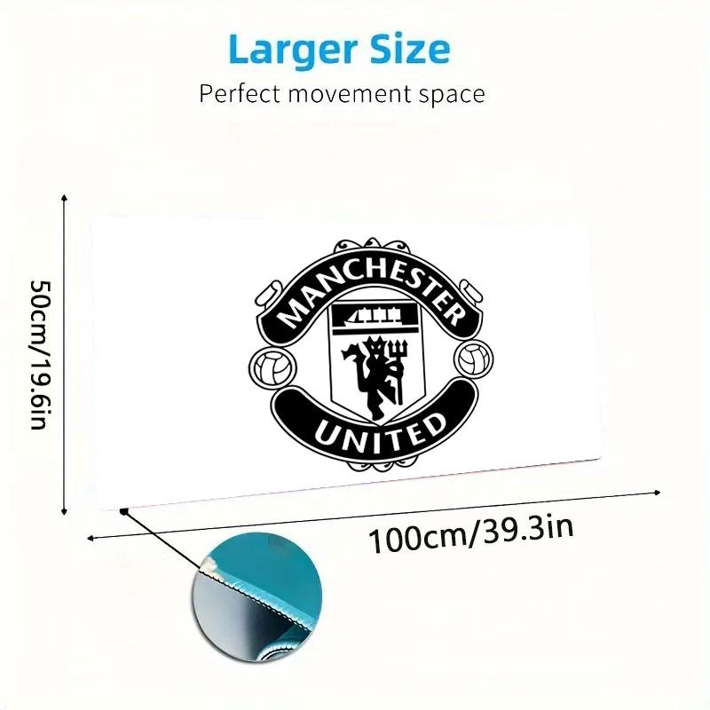 Tappetino Mouse Manchester United FC, Tappetino da Scrivania XXL per Gaming, Tappetino Mouse XXL Antiscivolo per Laptop e Tablet, Tappetino per Mini PC con Bordi Cuciti