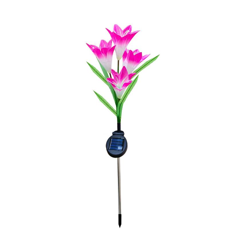 Solar Powered Pink Lily Garden Lights