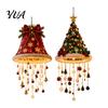 Staggered Light Pendant Lighted Christmas Ceiling Hanging Decor, Pre-Lit Tree Bell with LED Warm LED, Porch Doorway Holiday Ornament, Indoor