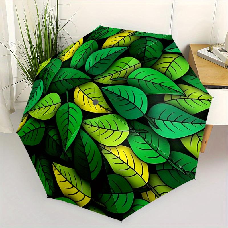 1pc Leaf Pattern Automatic Opening/closing Umbrella with Auto Open/Close, Perfect Gift for Friends, Durable Plastic Handle yy250801236