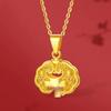 Vietnamese Gold Ruyi Fu Lock Pendant Necklace - Retro Longevity Peace Charm for Men and Women
