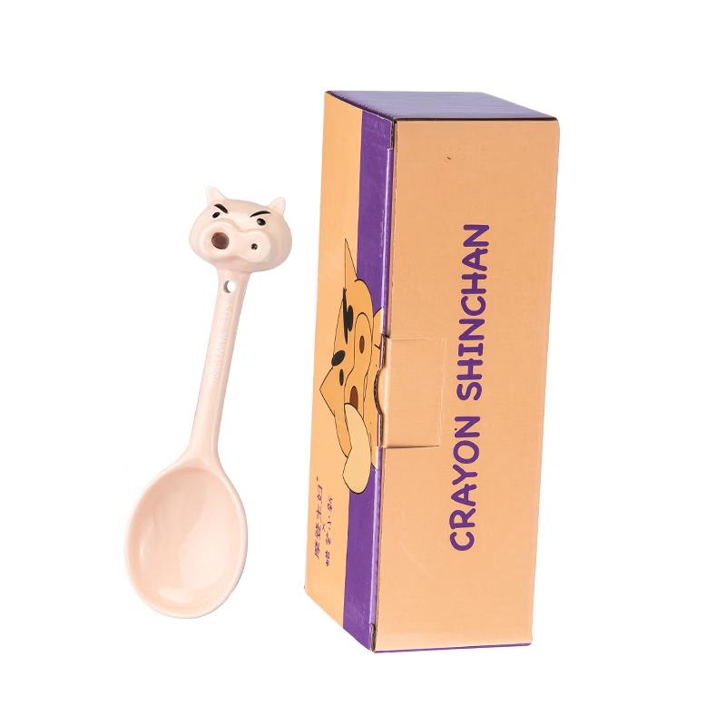 Crayon Shin-chan Zaemon Ceramic Long Handle Spoon Zaemon 3D Embossed