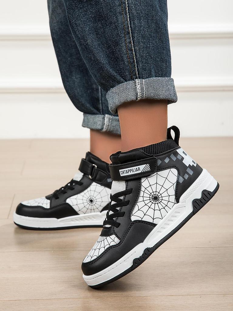 Dziecięce Wysokie Wodoodporne Buty Sportowe z Nadrukiem Pająka 2025