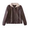 Women's Retro Sheepskin Leather Hooded Short Jacket - Autumn/Winter 2025