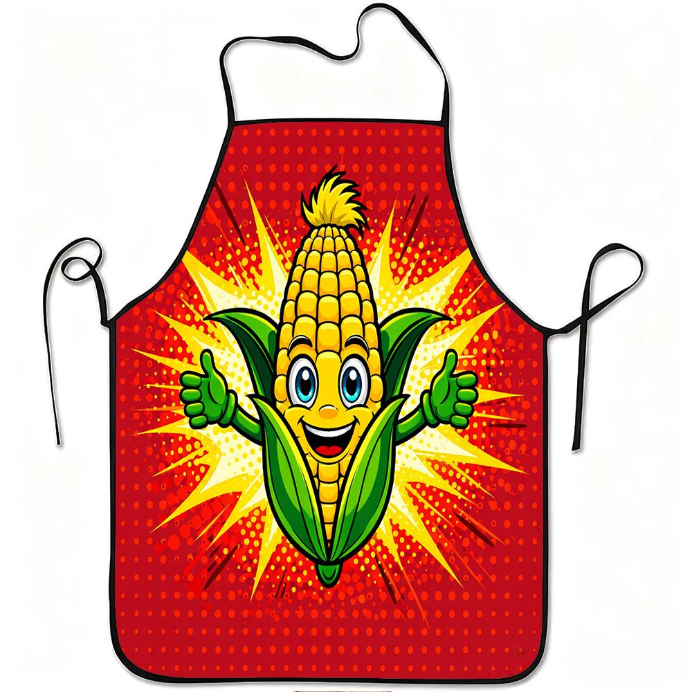 1 Piece Cartoon Printed Apron Made of Happy Corn, Made of Polyester Suitable for Cooking In the Kitchen, Gardening Fruit Picking
