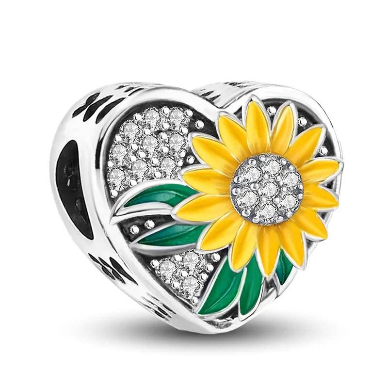 Kupfer Blau Eule Sonnenblume Vogel Stern Anhänger Perlen Passen Original Pan Armbänder Armreifen Feiner Schmuck Herstellung DIY Geschenk