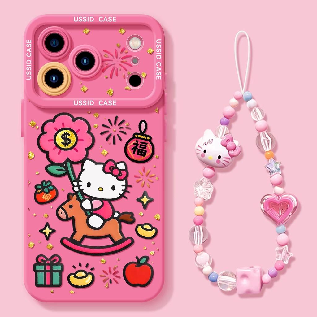 Rich cat Apple phone case for iPhone17 silicone 16promax lanyard 15 soft 14 cute 13 sets