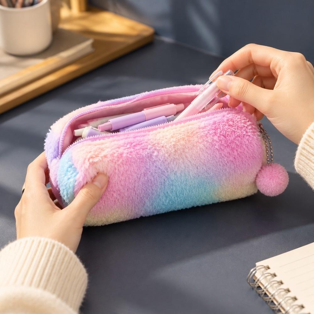Large Capacity Pencil Case Gradient Color Pen Box New Stationery Storage Bag Student