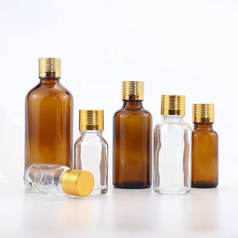 YB Transparent Essential Oil Bottle, 10ml 30ml Essence Liquid Cosmetic Bottle, 5ml-100ml Brown Glass Bottle.