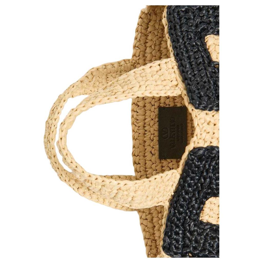 Valentino Viva Superstar Woven Logo Fabric Tote Bag Small Women Tote Bags Natural 7W2B0S12QETEX9