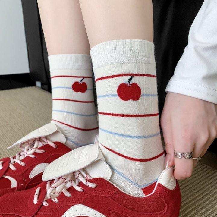 White Socks Socks Trendy Cute Cartoon Stockings Pure Cotton Piles Of Cotton Socks