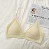 Summer breath bra ultra-thin small-breasted underwear women's French deep V invisible thin shoulder strap jelly strip seamless bra