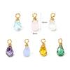 304 Stainless Steel Colorful Birthstone Jewelry Charms Mini Faceted Drop Pendant Necklace DIY Findings 10mm x 4mm, 2 Piece