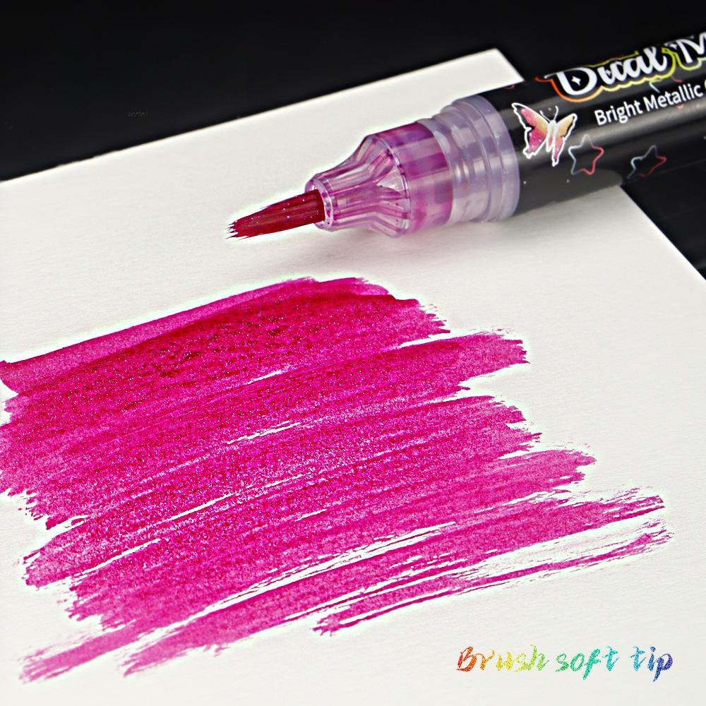 

Butterfly Glitter Brush Pen Metallic Highlighter Ink Pen with Soft Flexible Tip Golden Glitter Flow Writing Tool for Journaling