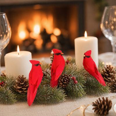 Uccello Rosso Realistico, Artigianato in Schiuma con Piume Simulate, Uccello Artificiale Realistico Decorazione per Albero di Natale, Ornamento per Casa e Giardino