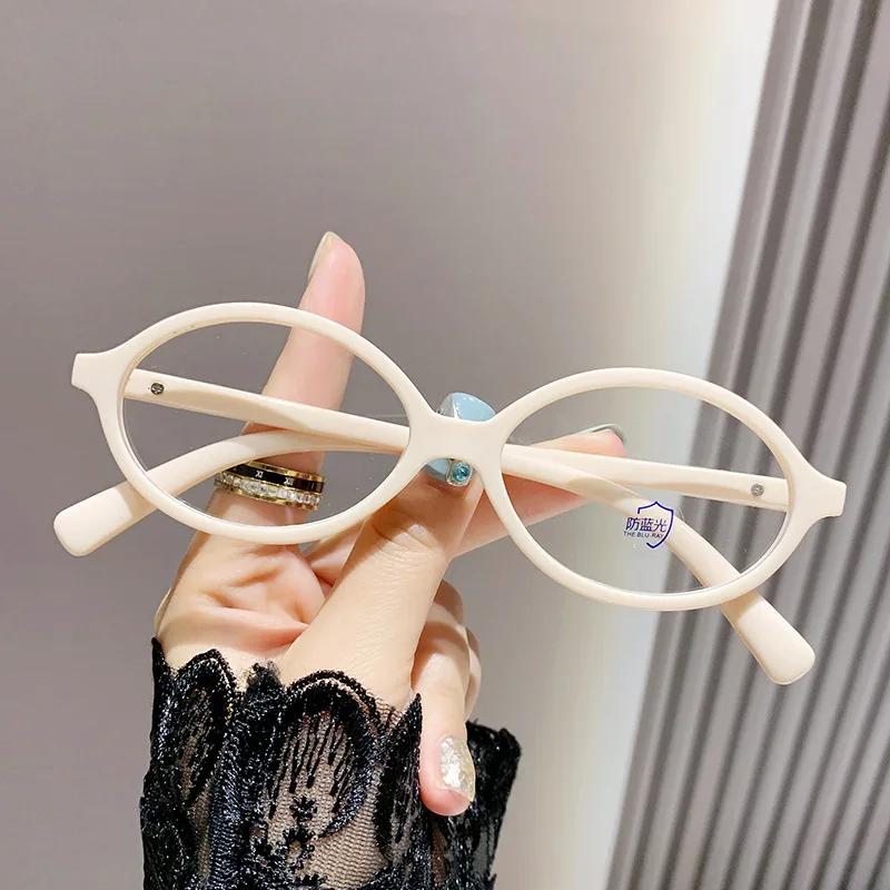 Anti Blue Light Small Oval Frame Minus Eyeglasses Vintage Women Men'S Finished Near Sight Glasses Retro Optical Myopia Eyewear