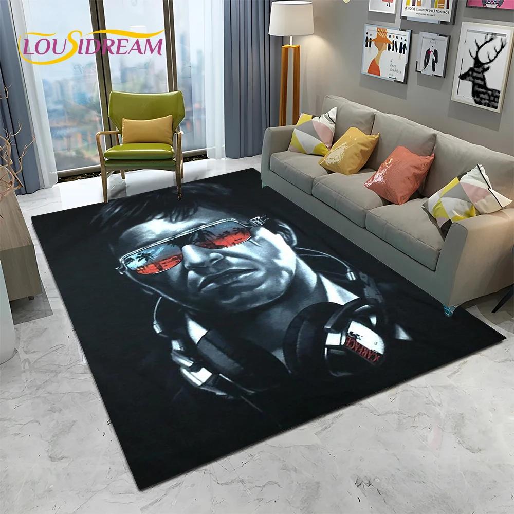 Scarface 3D Classic Film Tony Teppich für Zuhause Wohnzimmer Schlafzimmer Sofa Fußmatte Dekor, Kinder Spielbereich Teppich Rutschfeste Bodenmatte