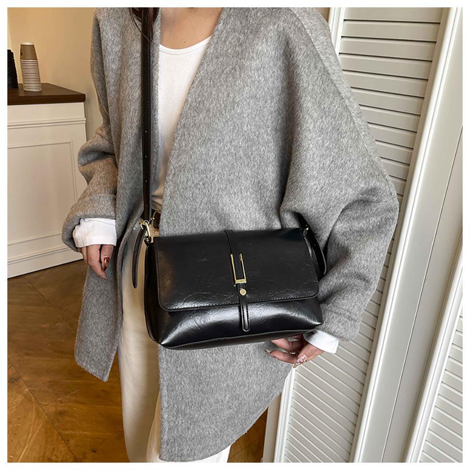 Retro Style Faux Leather Square Shoulder Bag Large Capacity Crossbody Purse for Women KTB