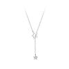 WANTME Real 925 Sterling Silver Fashion Korean Romantic Hollow Star Link Chain Clavicle Necklace for Women Wedding Jewelry Gift