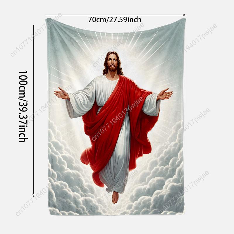 [Jesus-Themed Flannel Blanket] Cozy Jesus-Themed Flannel Throw Blanket - Perfect Christmas & Holiday Gift for Office, Home & Bed