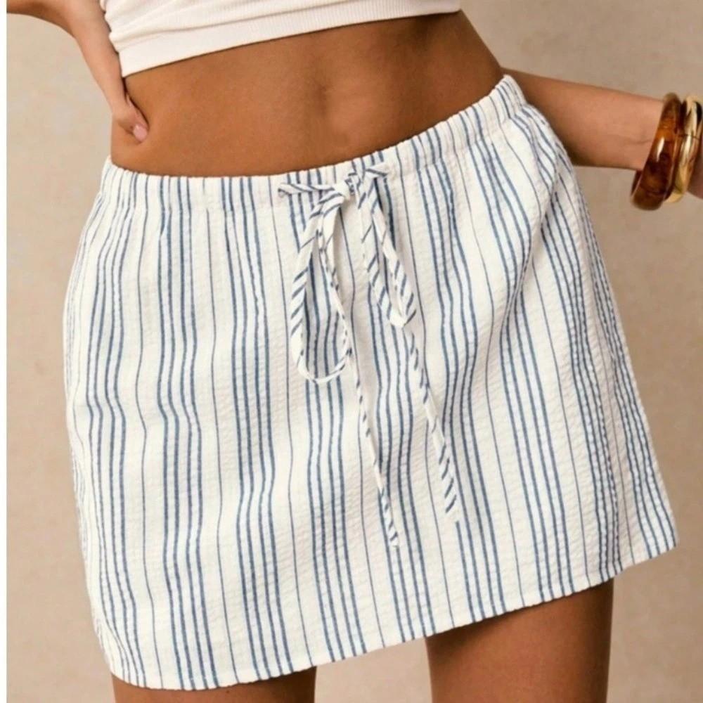 Drawstring Skorts Women Loose Fit Pajama Pants Trendy Mini Shorts Skirt Sleepwear