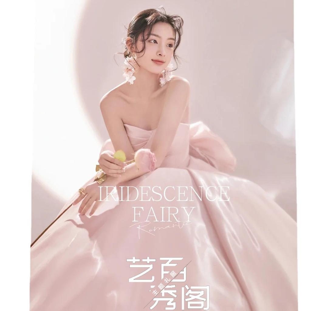 Wedding Dress 2025 Couple Question Wedding Dress Travel Photography Clothing Tube Top Temperament Pink Banquet Wedding Dress