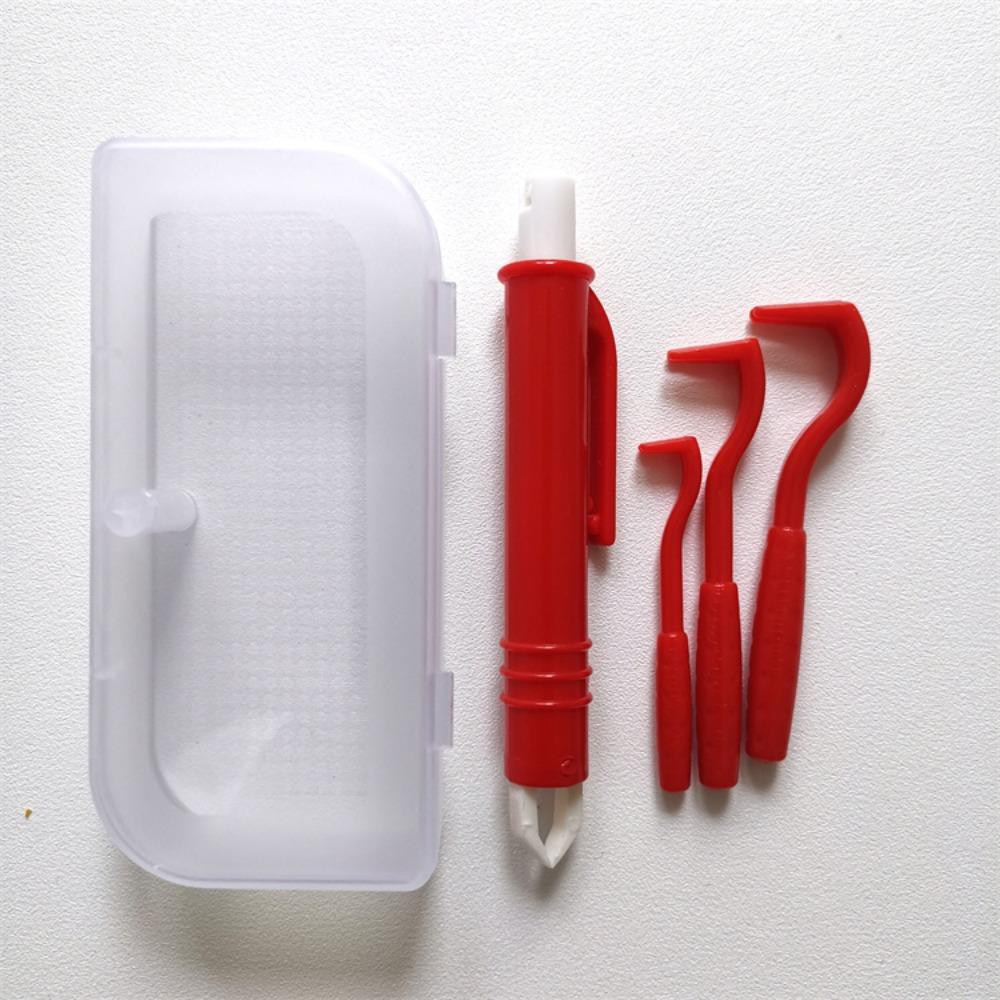 

4pcs Reusable Pet Flea Removal Tool Kits with Storage Box Tick Hooks Flea Tick Tweezers Clip Pet Cleaning Supplies Dog Cat червоний