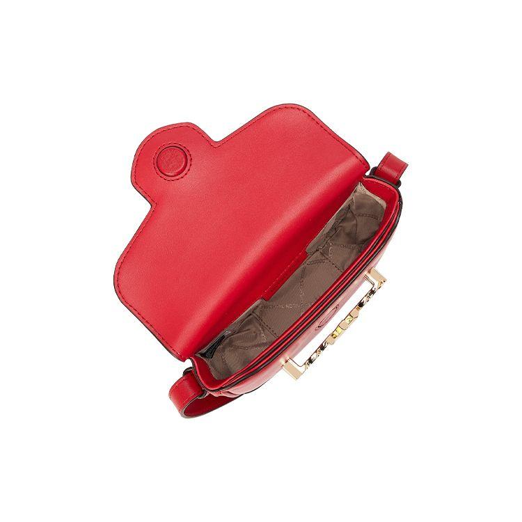 Michael Kors Hally Letter Buckle Solid Color Vintage Faux Leather Shoulder Crossbody Bag Mini Women Bags Red 32F1G2HC1L-602