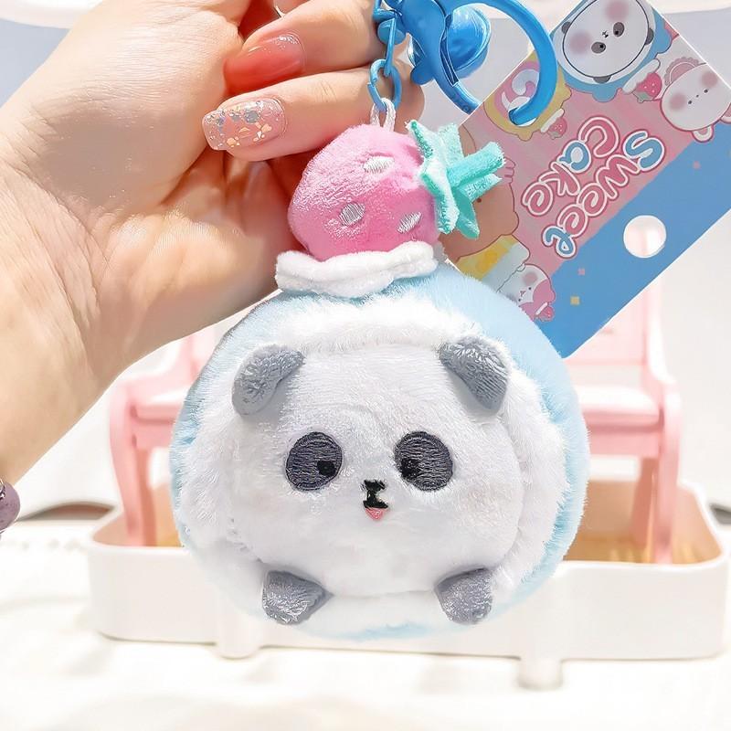 Lively Cake Sweet Plush Cake Roll Keychain Craftsmanship With Adorable Plush Animals