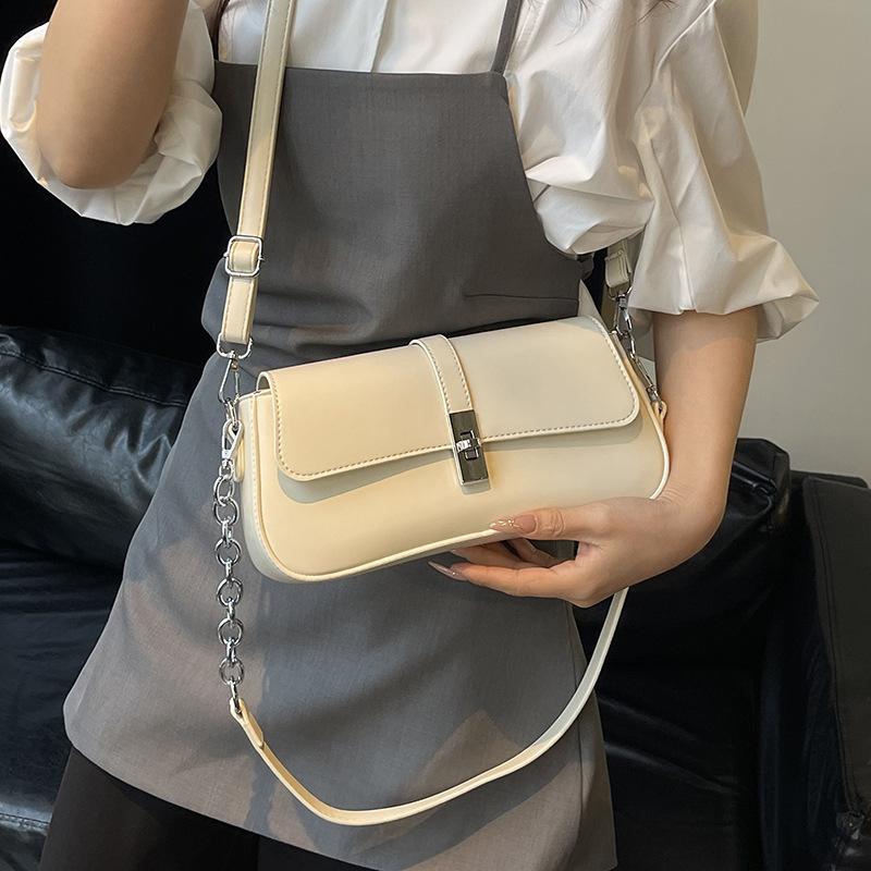Fashion Leather Shoulder Bag for Women 2024 New Designer Top-Handle Crossbody Bag with Chain Elegant Versatile Purse for Work
