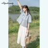 Japanese Mori Girl Summer Women White Midi Skirt High Waist Basic Casual Loose Cotton Skirt Sweet Basic Ladies' All-Match Skirts