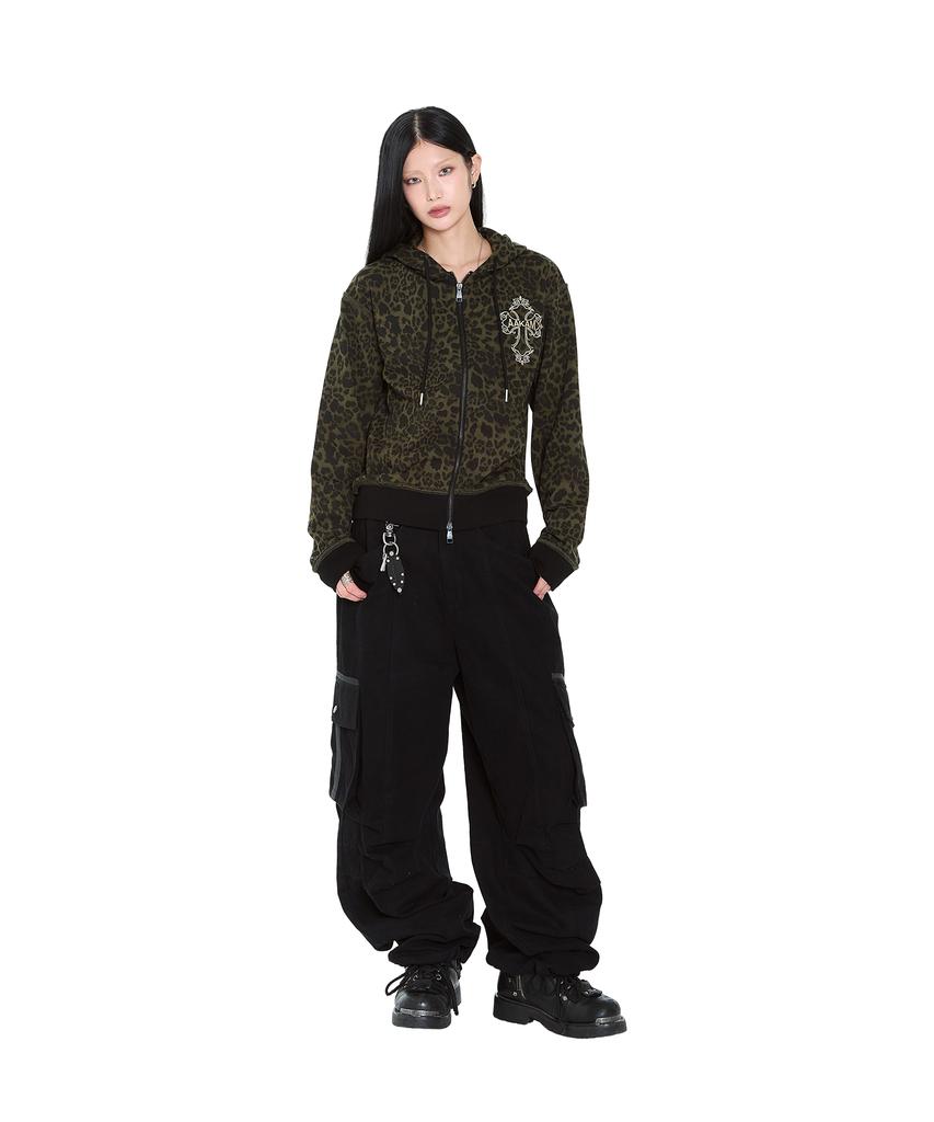 AAKAM Knee Pin-Tuck Taped Cargo Pants (Black)